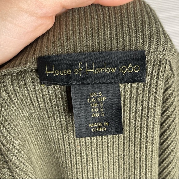 House of Harlow 1960 Ribbed Midi Skirt Olive Green Size S NWT - Picture 6 of 9